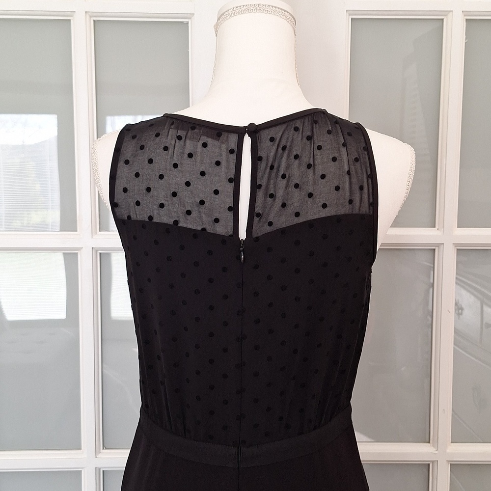 LOFT Black Polka Dot Layered Sheath Dress - Picture 7 of 14